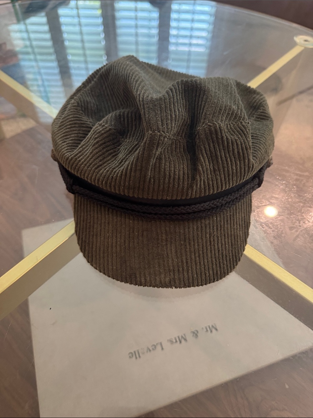 bp Olive Corduroy Fisherman Cap with Braided Trim